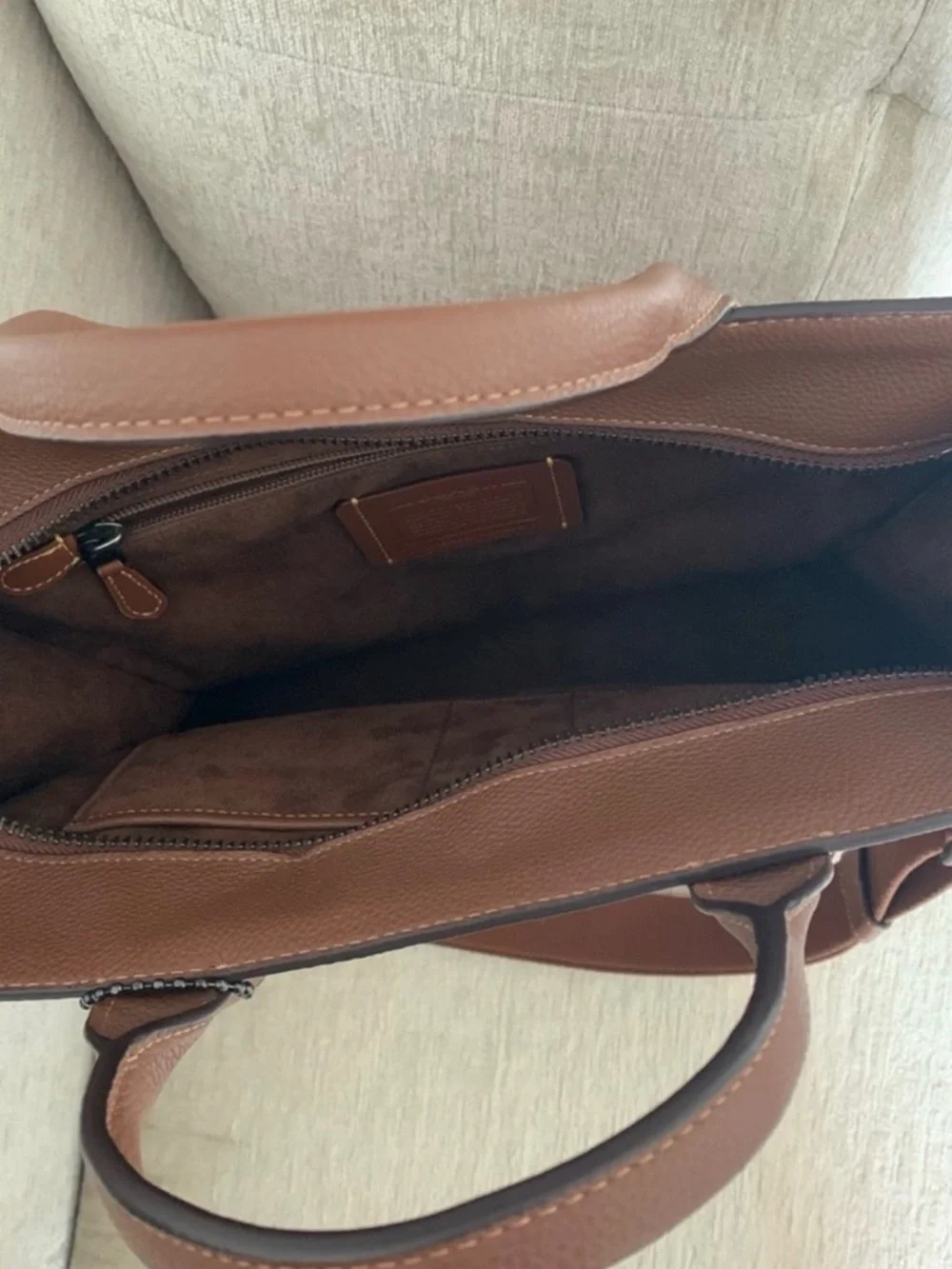 Coach Brown & Orange Signature logo Laptop Tote